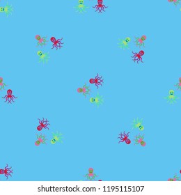 Amazing new animal multicolor childish sea octopus background seamless.