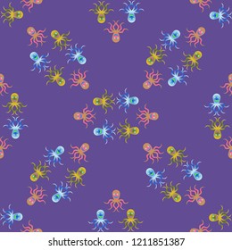 Amazing new animal multicolor childish sea devilfish background seamless.