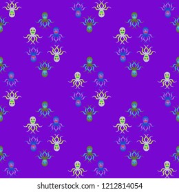 Amazing new animal multicolor childish sea octopus background seamless.