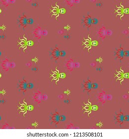 Amazing new animal multicolor childish sea octopus background seamless.