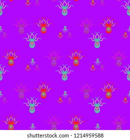 Amazing new animal multicolor childish sea octopus background seamless.