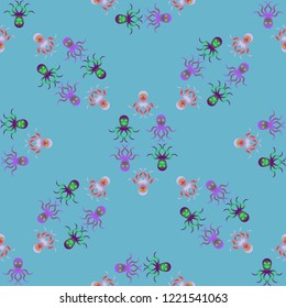 Amazing new animal multicolor childish sea octopus background seamless.