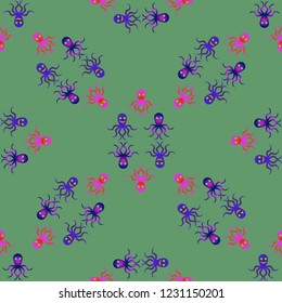 Amazing new animal multicolor childish sea poulpe background seamless.