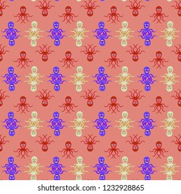 Amazing new animal multicolor childish sea octopus background seamless.