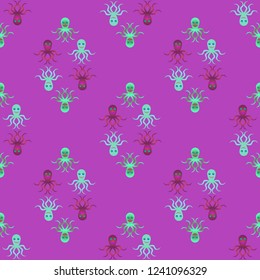 Amazing new animal multicolor childish sea octopus background seamless.