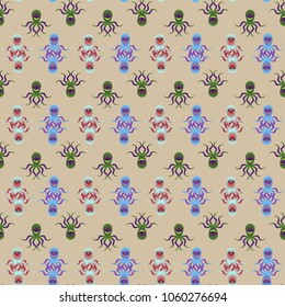 Amazing new animal multicolored childish sea octopus background seamless.