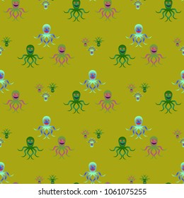 Amazing new animal multicolored childish sea octopus background seamless.