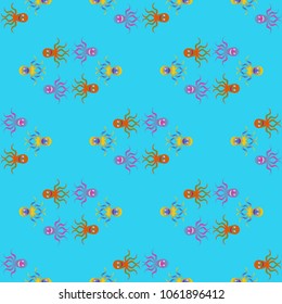 Amazing new animal multicolored childish sea octopus background seamless.