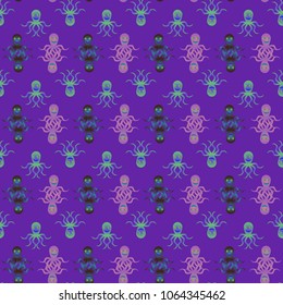 Amazing new animal multicolored childish sea octopus background seamless.