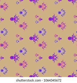 Amazing new animal multicolored childish sea octopus background seamless.