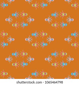Amazing new animal multicolored childish sea octopus background seamless.