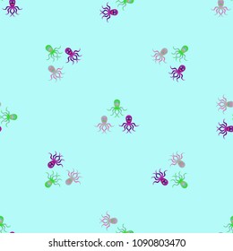 Amazing new animal multicolored childish sea octopus background seamless.