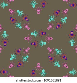 Amazing new animal multicolored childish sea octopus background seamless.