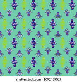 Amazing new animal multicolored childish sea octopus background seamless.