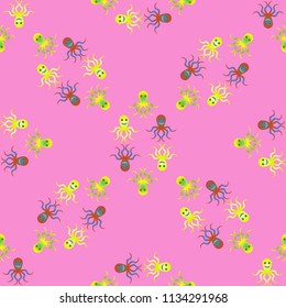 Amazing new animal multicolored childish sea devilfish background seamless.