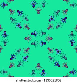 Amazing new animal multicolored childish sea poulpe background seamless.