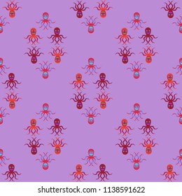 Amazing new animal multicolored childish sea octopus background seamless.