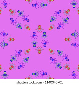 Amazing new animal multicolored childish sea poulpe background seamless.