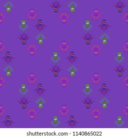 Amazing new animal multicolored childish sea octopus background seamless.