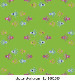 Amazing new animal multicolored childish sea octopus background seamless.