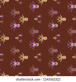 Amazing new animal multicolored childish sea octopus background seamless.