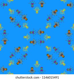 Amazing new animal multicolored childish sea devilfish background seamless.