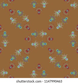 Amazing new animal multicolored childish sea poulpe background seamless.