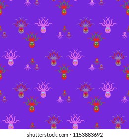 Amazing new animal multicolored childish sea octopus background seamless.