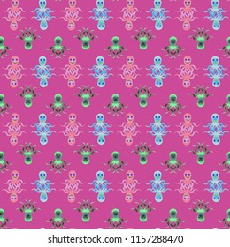 Amazing new animal multicolored childish sea octopus background seamless.