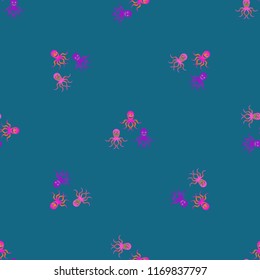Amazing new animal multicolored childish sea octopus background seamless.