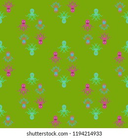 Amazing new animal multicolored childish sea octopus background seamless.