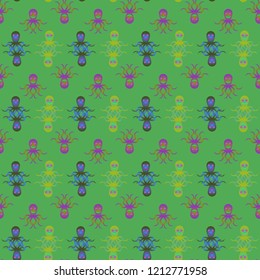 Amazing new animal multicolored childish sea octopus background seamless.