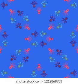 Amazing new animal multicolored childish sea poulpe background seamless.