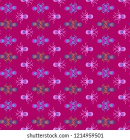 Amazing new animal multicolored childish sea octopus background seamless.