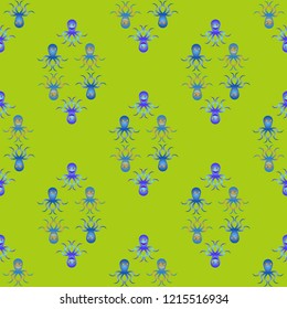 Amazing new animal multicolored childish sea octopus background seamless.
