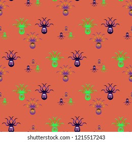 Amazing new animal multicolored childish sea octopus background seamless.