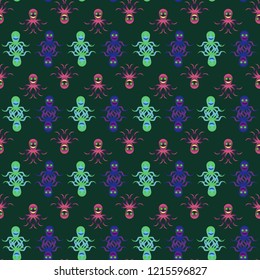Amazing new animal multicolored childish sea octopus background seamless.