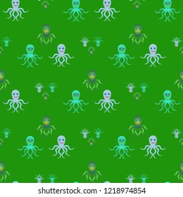 Amazing new animal multicolored childish sea octopus background seamless.