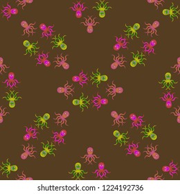 Amazing new animal multicolored childish sea poulpe background seamless.