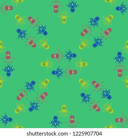 Amazing new animal multicolored childish sea poulpe background seamless.