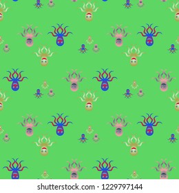 Amazing new animal multicolored childish sea octopus background seamless.
