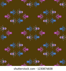 Amazing new animal multicolored childish sea octopus background seamless.