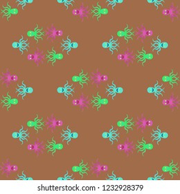 Amazing new animal multicolored childish sea octopus background seamless.