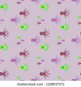 Amazing new animal multicolored childish sea octopus background seamless.