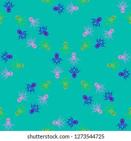 Amazing new animal multicolored childish sea poulpe background seamless.