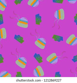 Amazing new multicolor sea cap sailor with tape background seamless.