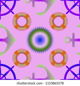 Amazing new multicolor sea charming fairy anchor background sun seamless.