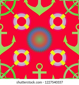 Amazing new multicolor sea charming fairy anchor background sun seamless.