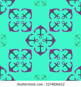 Amazing new multicolor sea charming magic anchor background seamless.