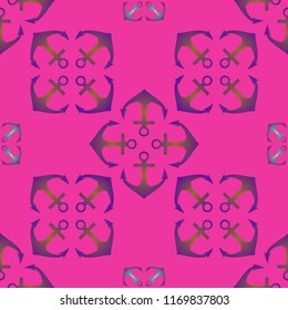 Amazing new multicolor sea glamorous fairy anchor background seamless.